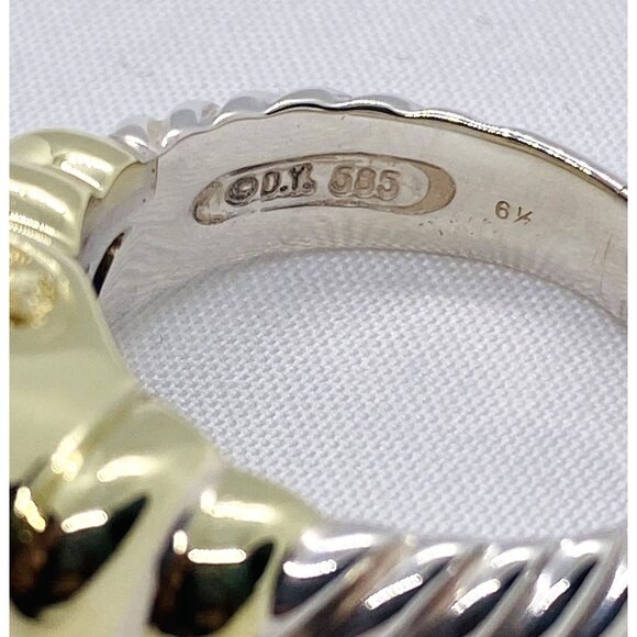 David Yurman 14K Gold & Sterling Silver Noblesse Hematite Ring READ - Picture 3 of 10